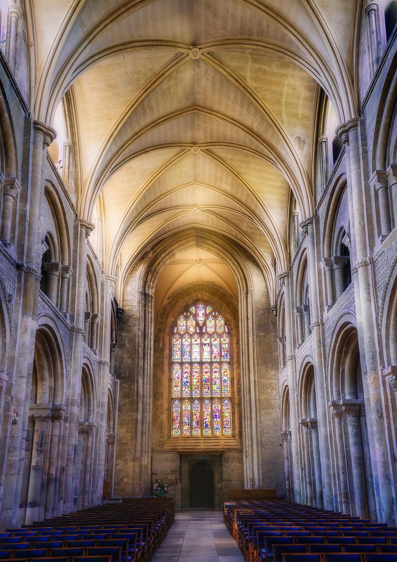 Light Through the Nave, at morning, with light on stone
