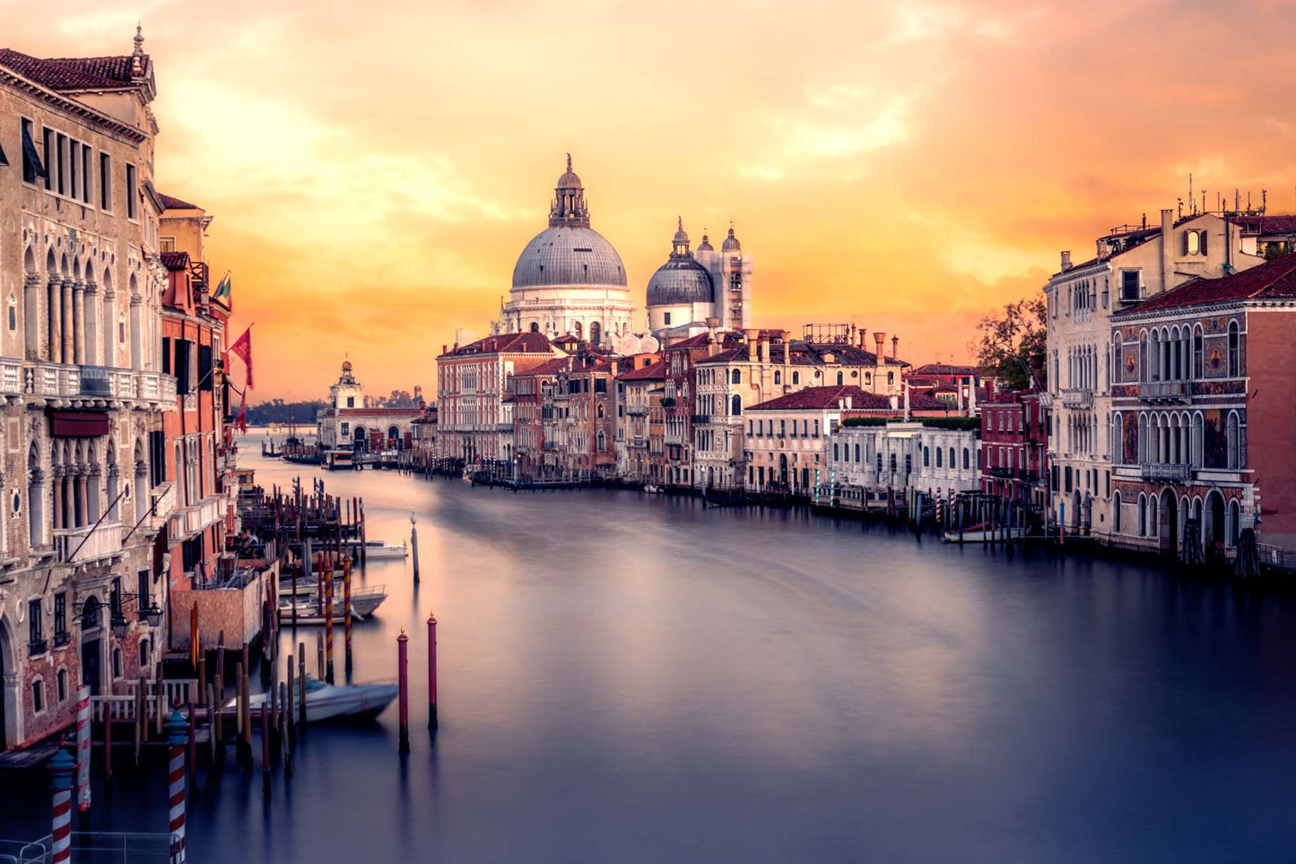 Grand Canal, at sunset, with gold light
