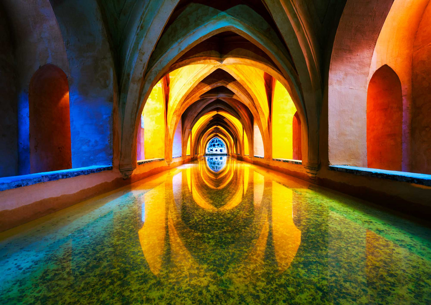 Real Alcazar, in Bath, United Kingdom, with amber light