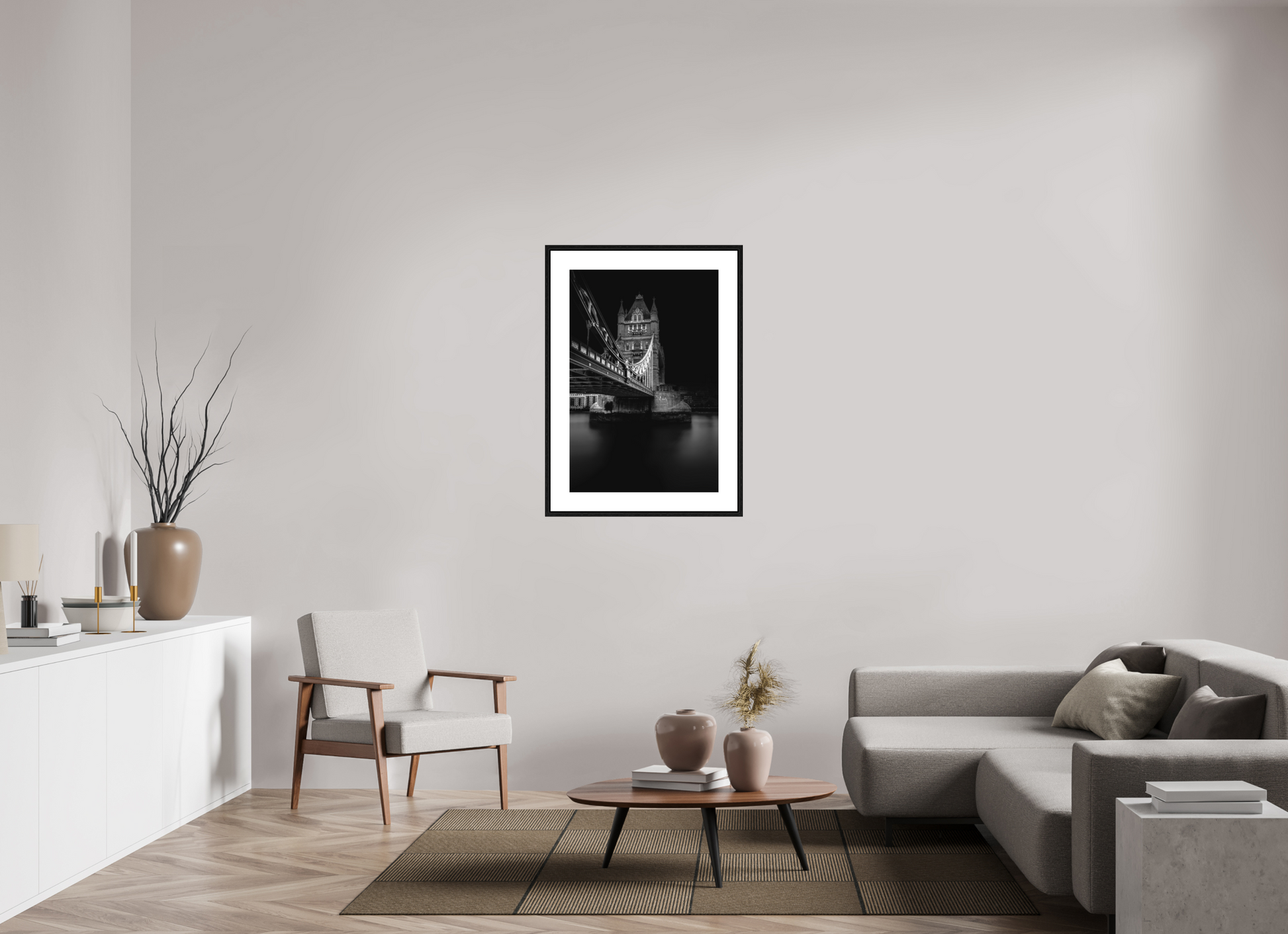 60 x 90 cm, BW Oak 8cm Shadow and Steel