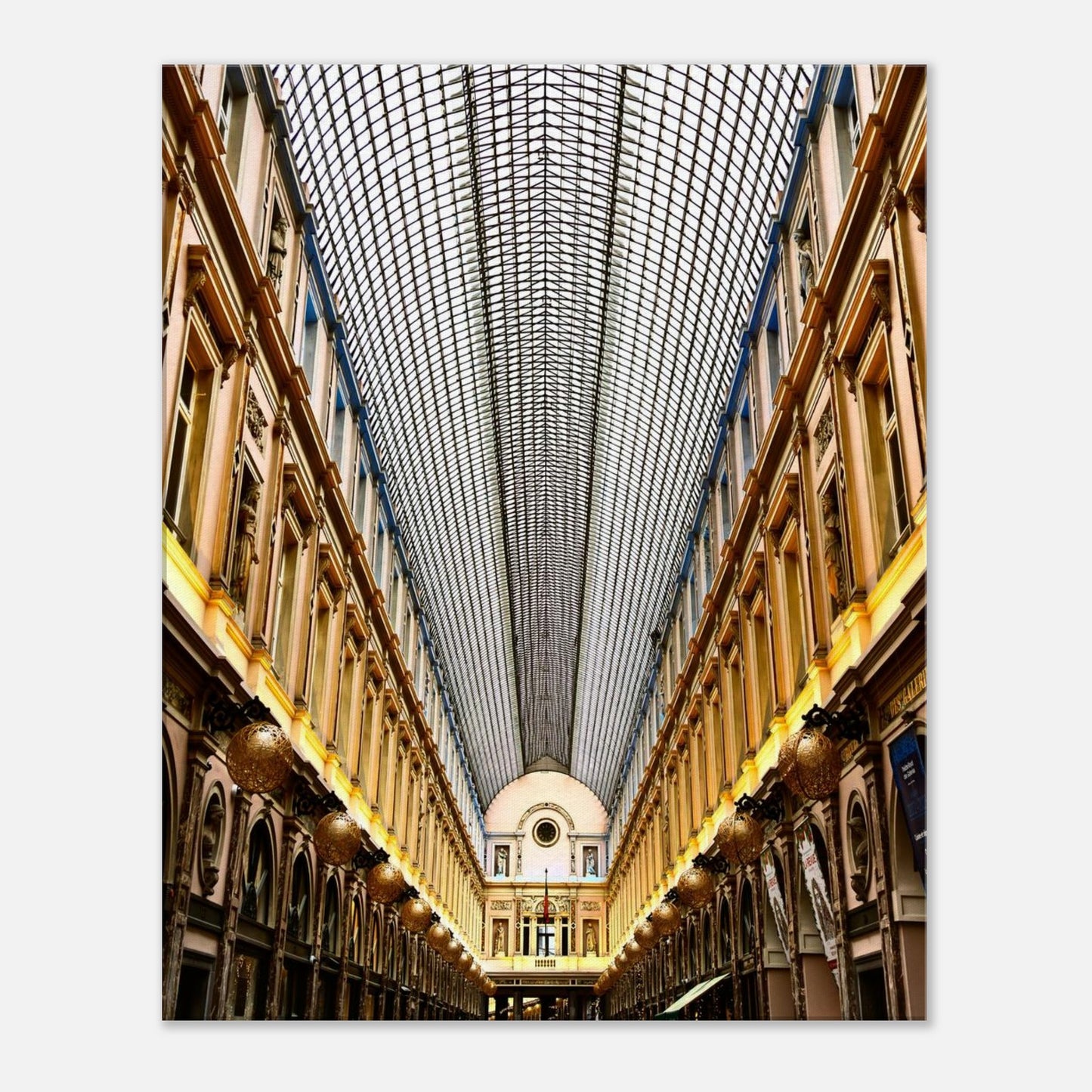 The Majestic Arcade, in Brussels, Belgium, with light on wood
