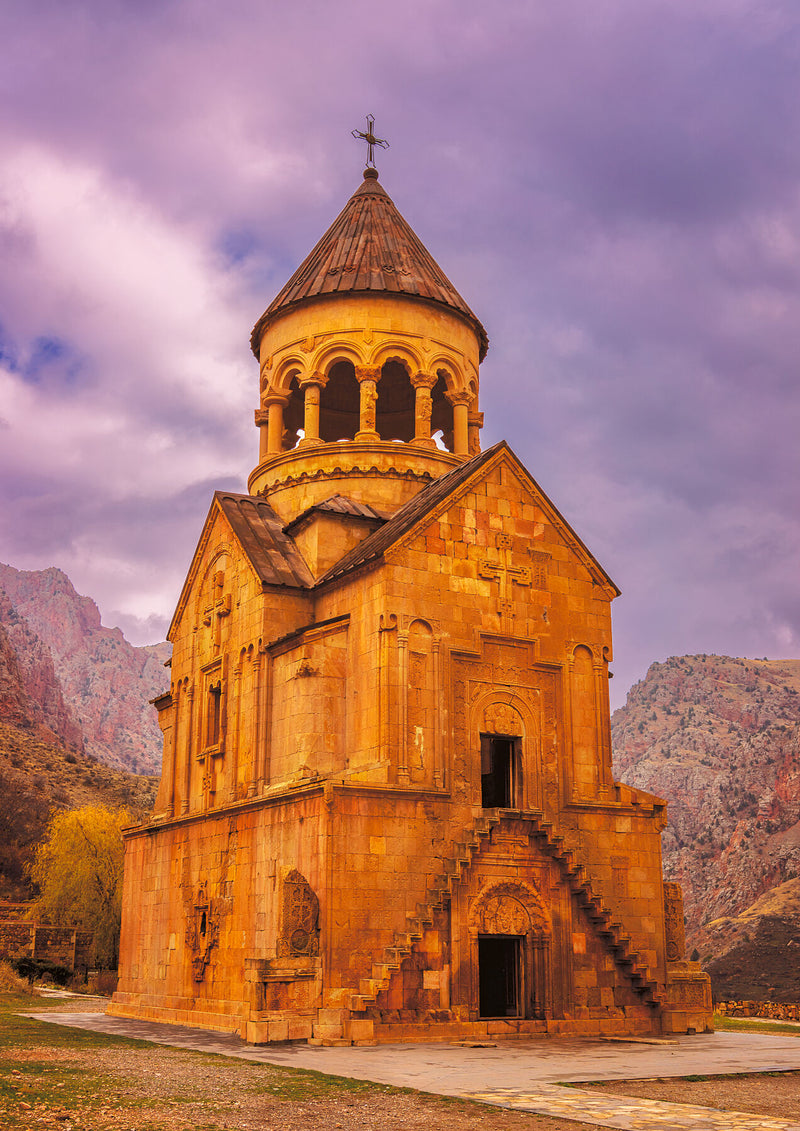Twilight Over Noravank, at twilight, with warm light on stone