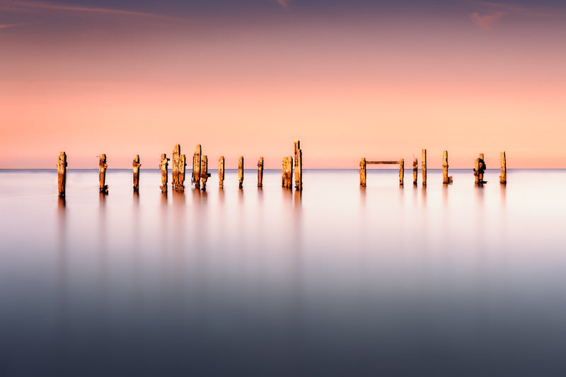 Echoes of Time, at evening, in Swanage, United Kingdom, with warm light