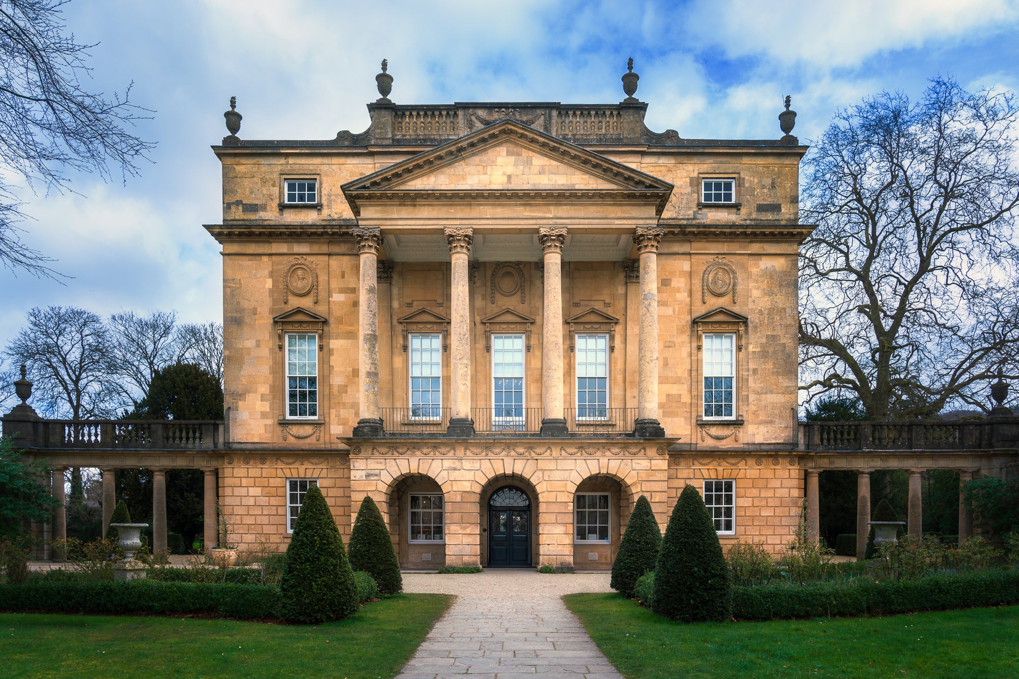 Holburne Museum in Bath photographed in colour showing Georgian architecture symmetry and warm stone facade