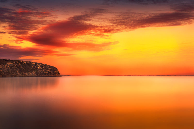 Swanage Bay Glow, at sunset, in Swanage, United Kingdom
